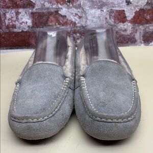 Men's Gray Suede Loafers box 100